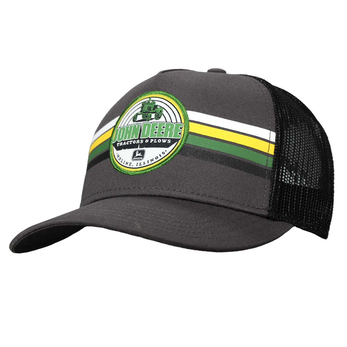 John Deere Twill / Trucker Mesh Cap - Charcoal /Stripes