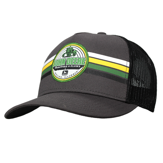 John Deere Twill / Trucker Mesh Cap - Charcoal /Stripes