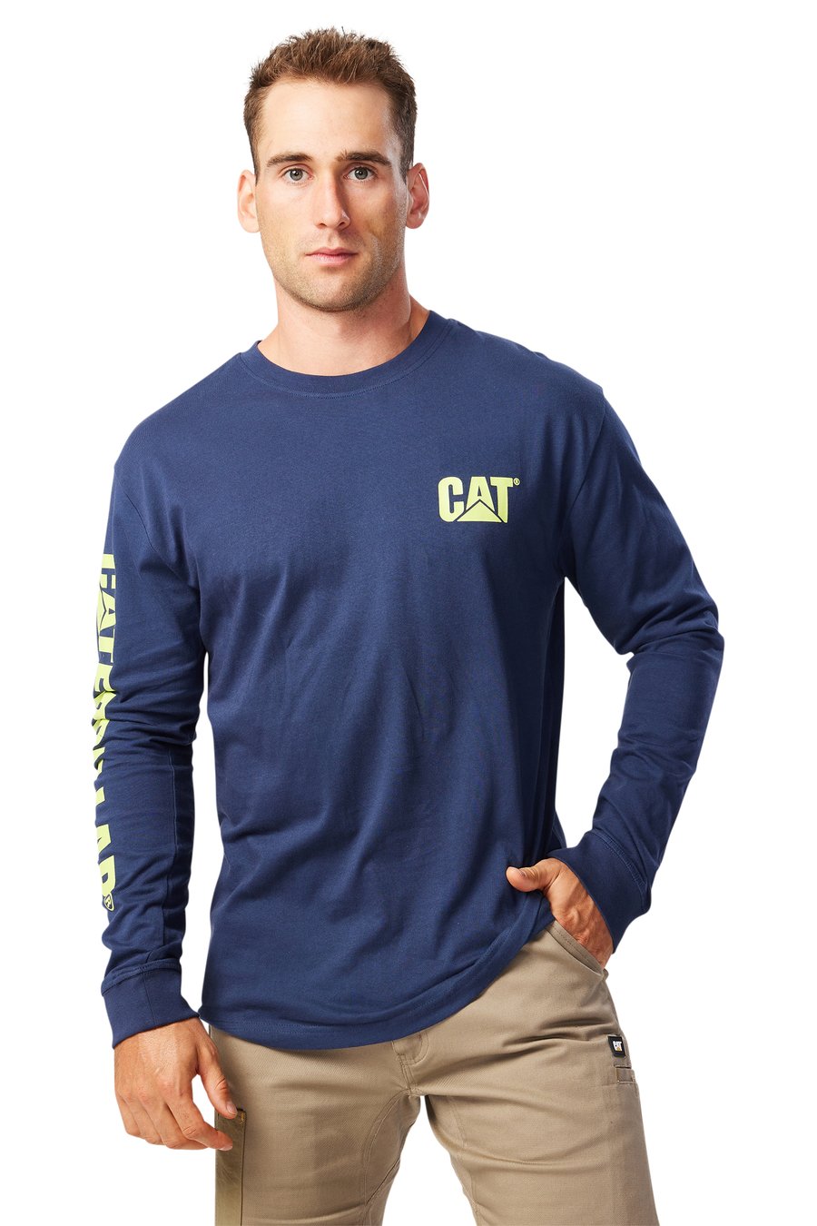 CAT TRADEMARK BANNER L/S TEE (DETROIT BLUE) - SALE