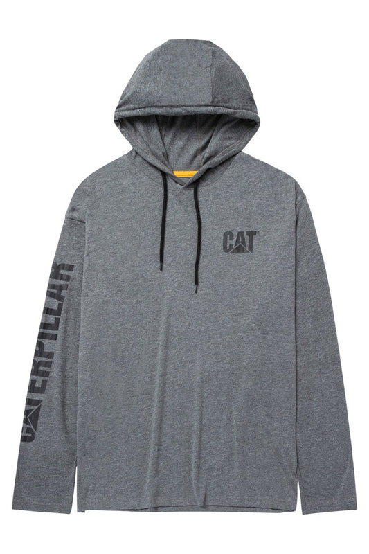 CAT UPF HOODED BANNER LONG SLEEVE TEE (GREY) - CLEARANCE