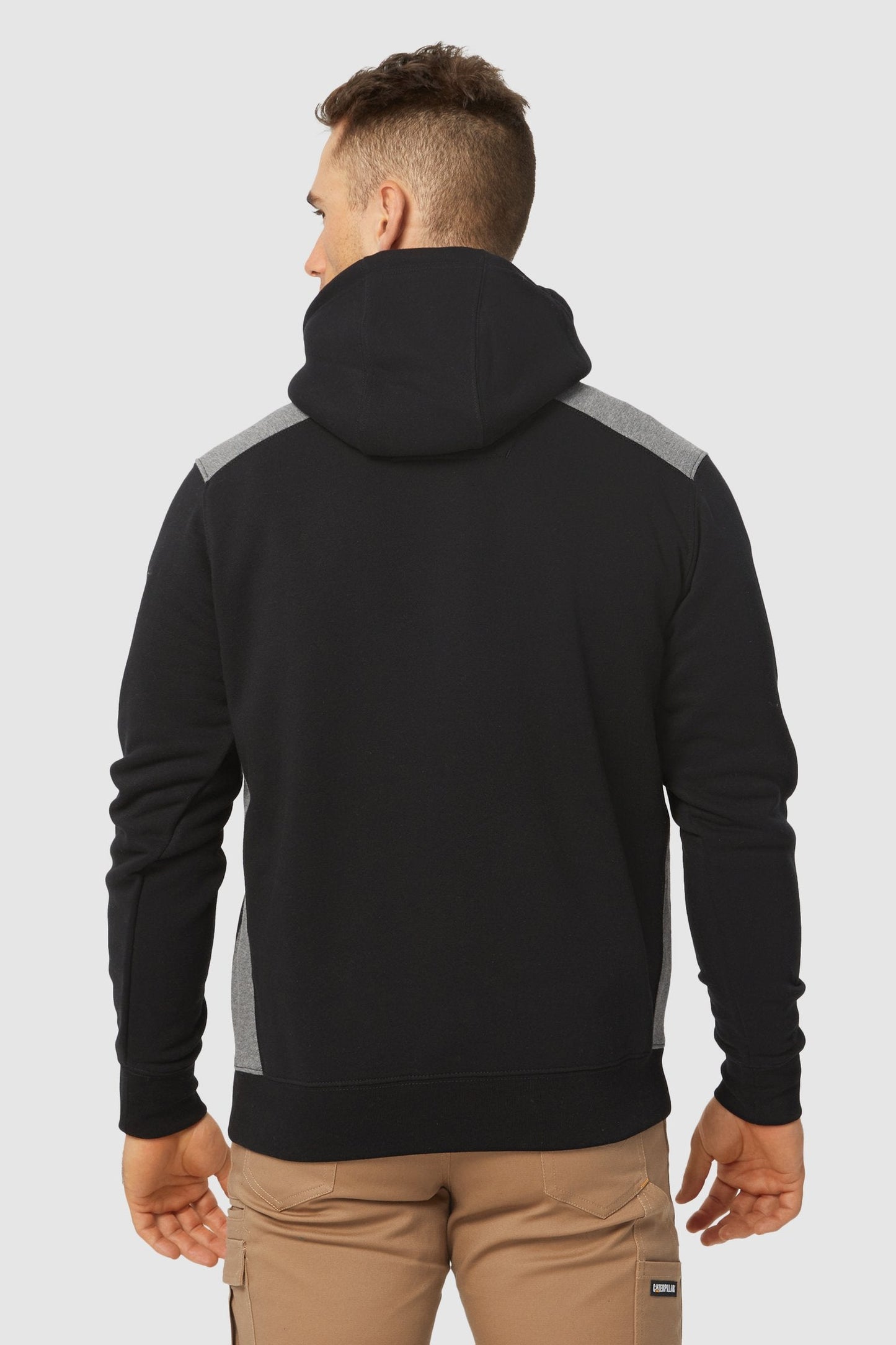 CAT LOGO PANEL HOODIE (BLACK)