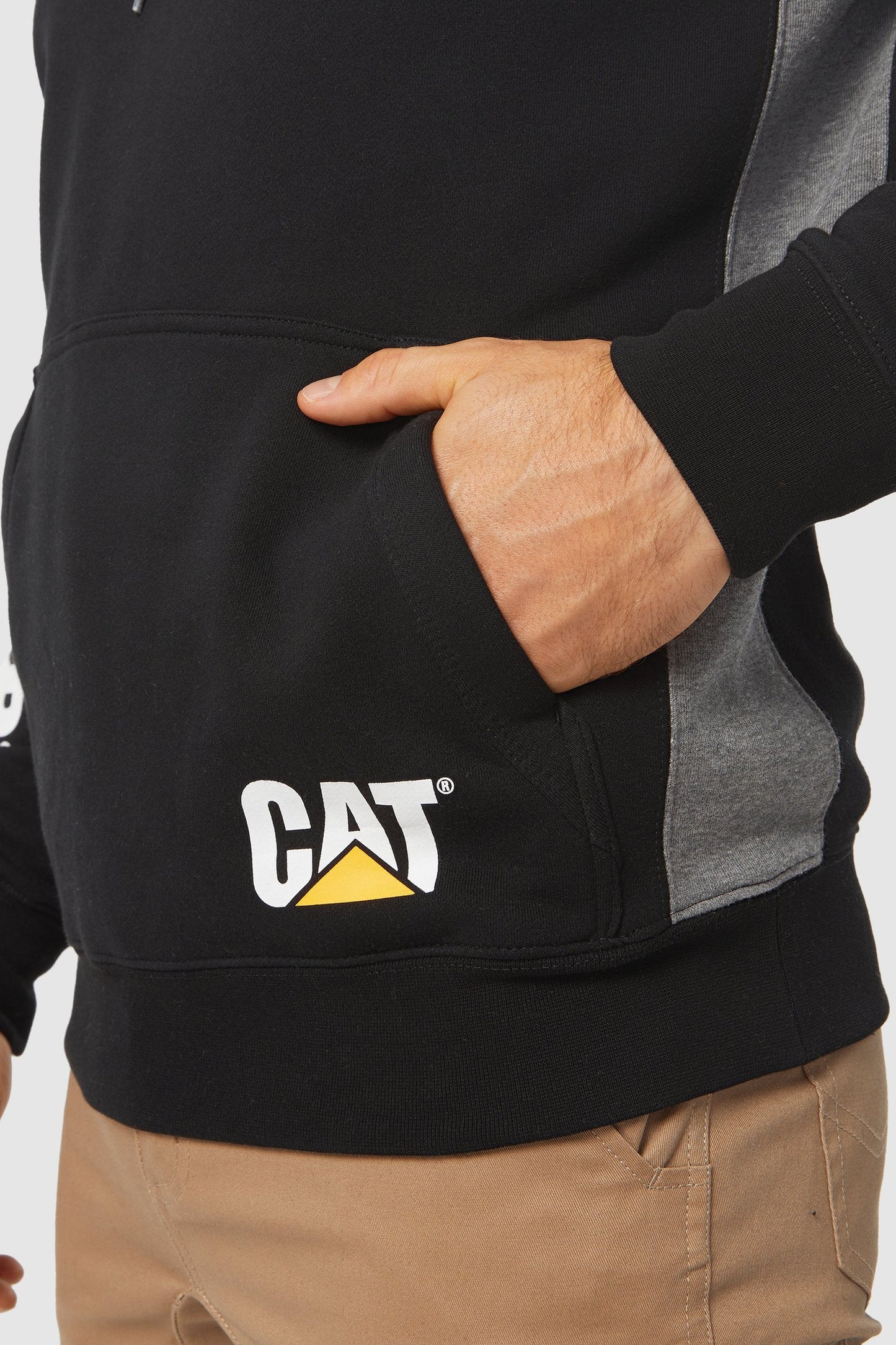 CAT LOGO PANEL HOODIE (BLACK)