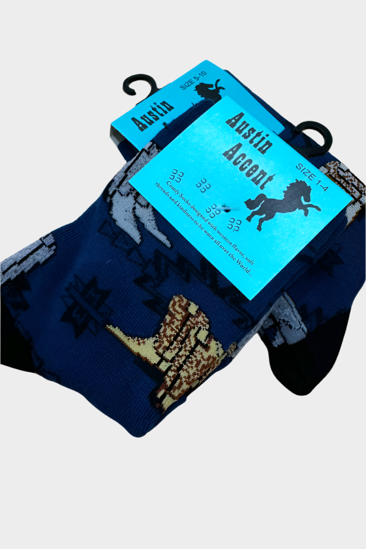 Austin Accent Kids Socks Blue with Boots