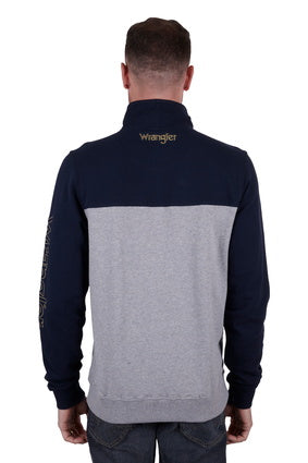 WRANGLER MENS EDWARD 1/4 ZIP PULLOVER (NAVY/GREY MARLE)