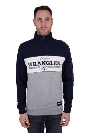 WRANGLER MENS EDWARD 1/4 ZIP PULLOVER (NAVY/GREY MARLE)