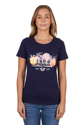 BULLZYE WOMENS MACKAY SHORT SLEEVE TEE - DARK NAVY