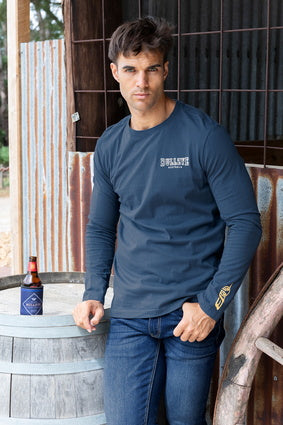 BULLZYE MENS JARROD LONG SLEEVE TEE - BLUE STEEL