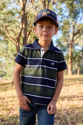 PURE WESTERN BOYS CARL POLO SHIRT (NAVY/GREEN)