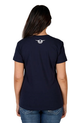 BULLZYE WOMEN'S ROSE SS TEE - NAVY