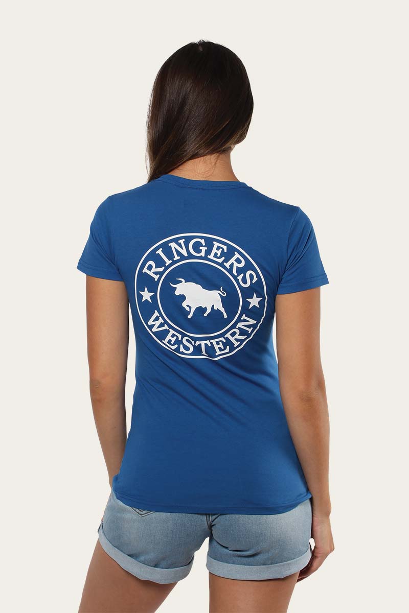 RINGERS WESTERN SIG. BULL FITTED T-SHIRT - OCEANIA/WHITE PRINT