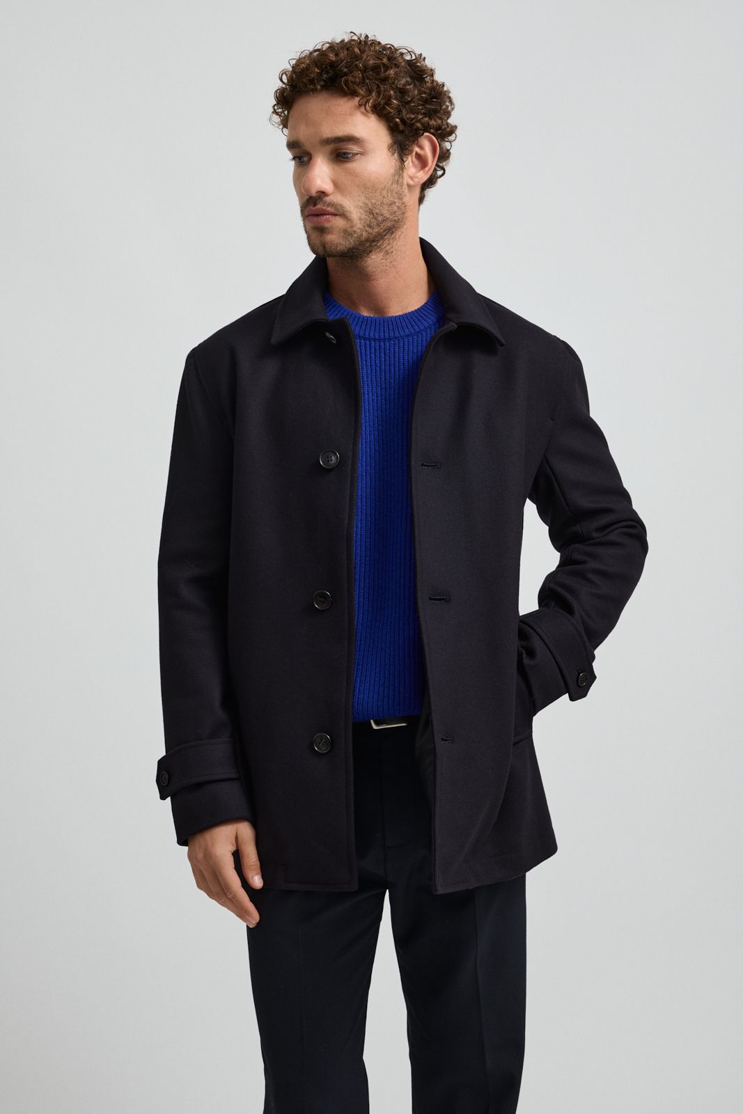 TOORALLIE MEN'S WOOL CAR COAT - NAVY