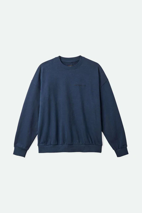 Brixton Men's Embroidered Heavy Weight Crew (Washed Navy)