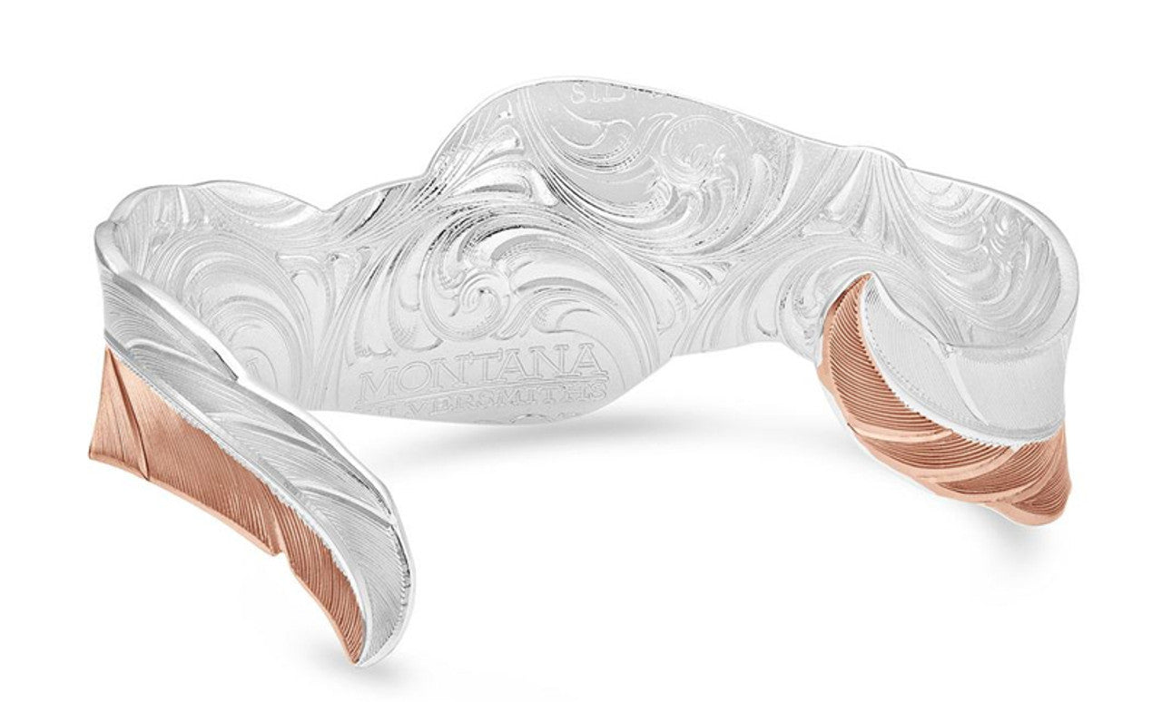 MONTANA SILVERSMITHS Twisted Rose Feather Cuff Bracelet