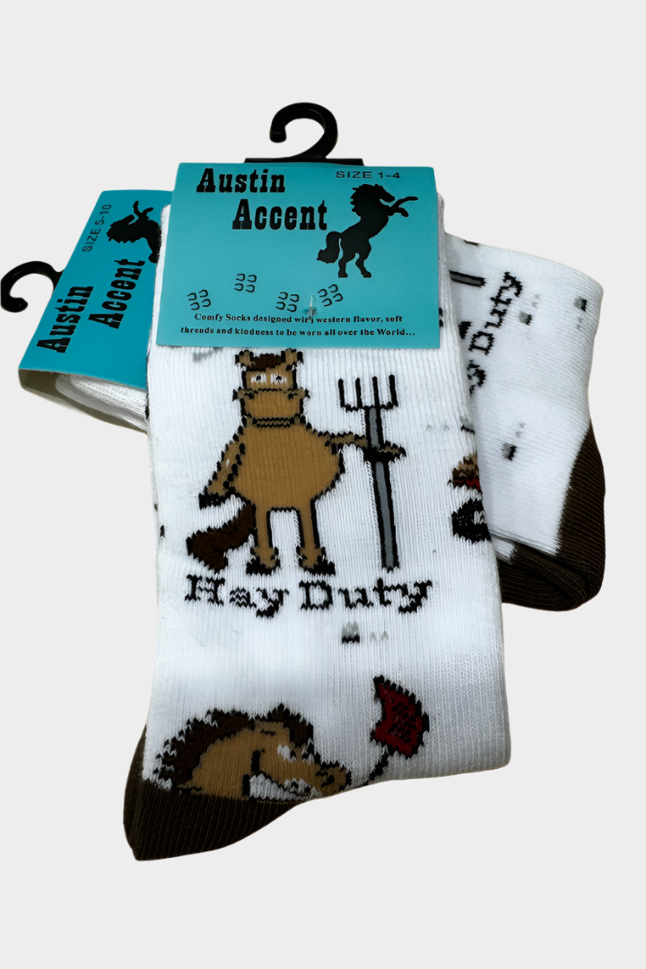 Austin Accent Kids Socks Horse Chores