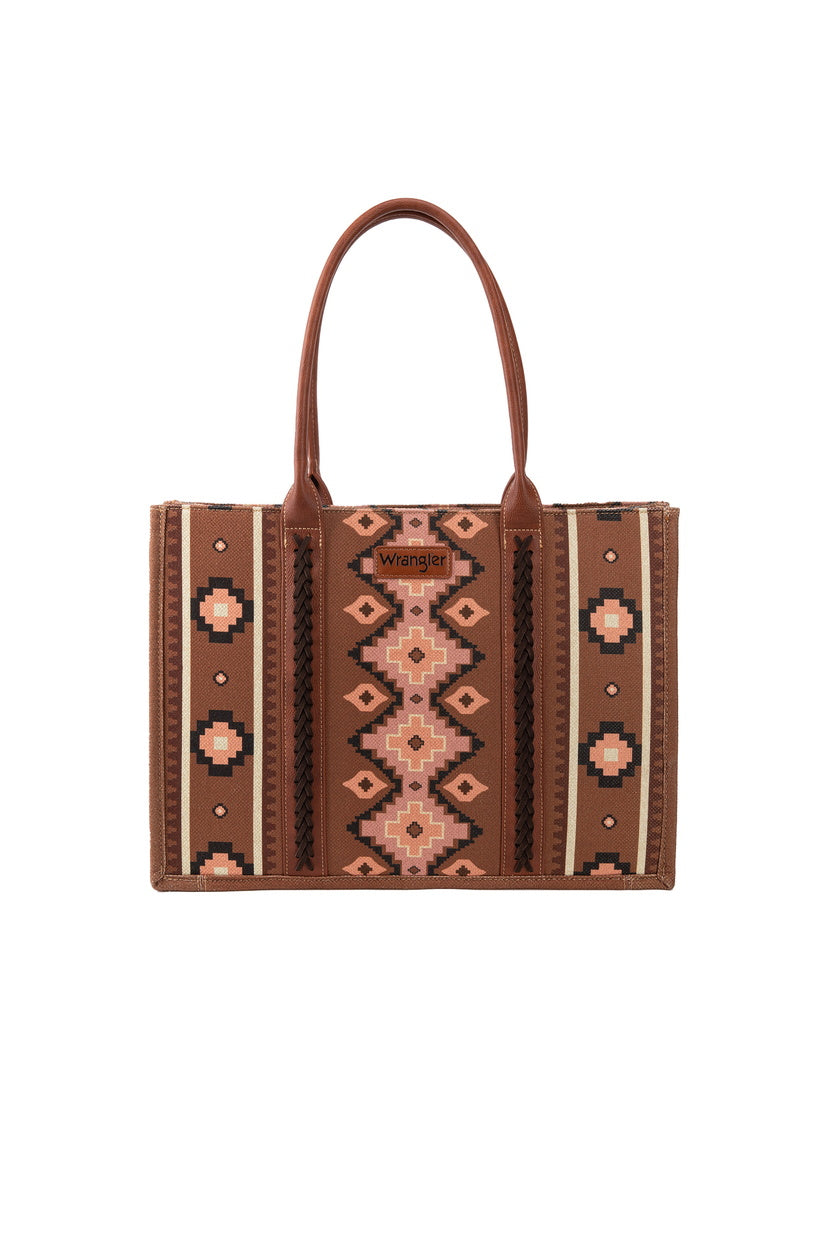 Wrangler Southwestern Large Tote Bag S24 25_BROWN