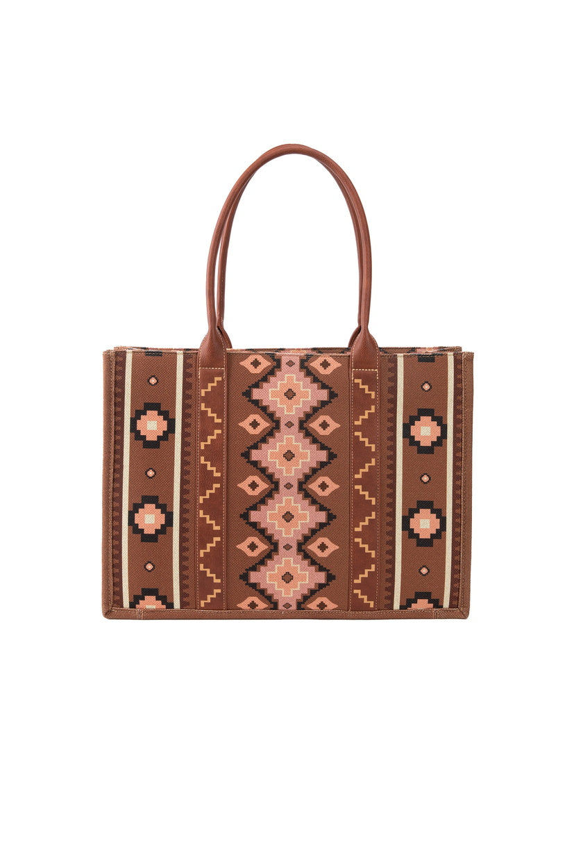 Wrangler Southwestern Large Tote Bag S24 25_BROWN