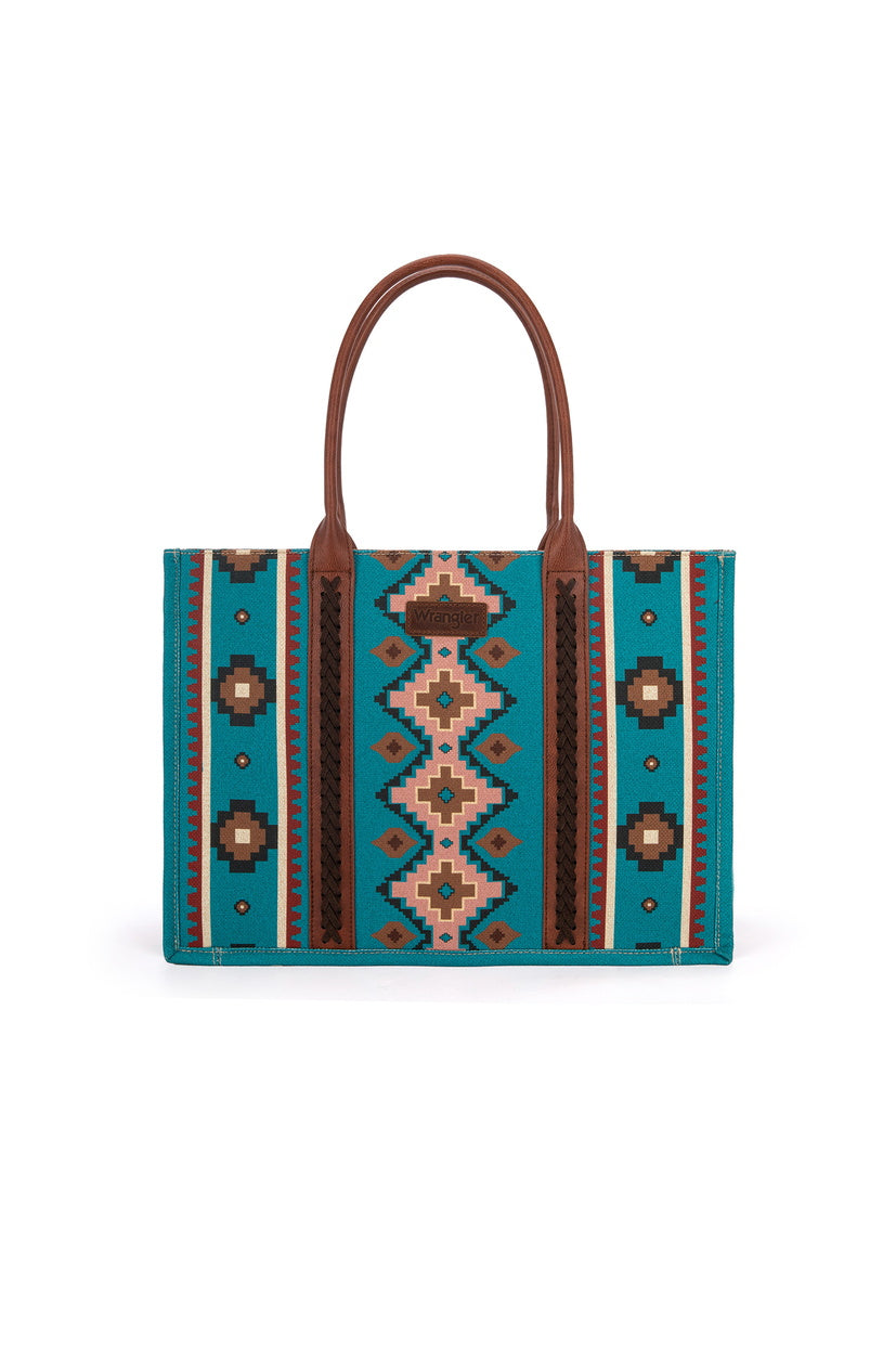 Wrangler Southwestern Large Tote Bag S24 25_AQUA