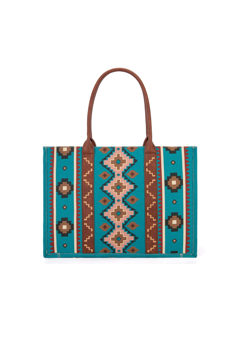 Wrangler Southwestern Large Tote Bag S24 25_AQUA