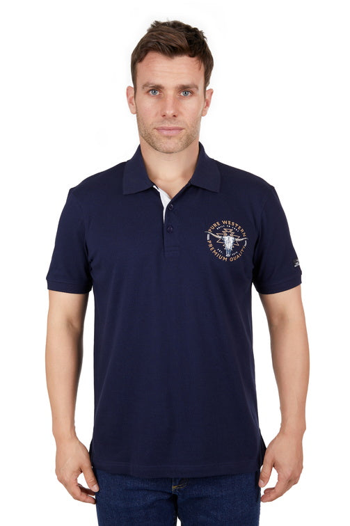 PURE WESTERN MENS MACK SS POLO SHIRT (NAVY)