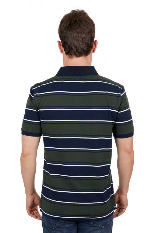 PURE WESTERN MENS CARL SS POLO SHIRT (NAVY/GREEN)