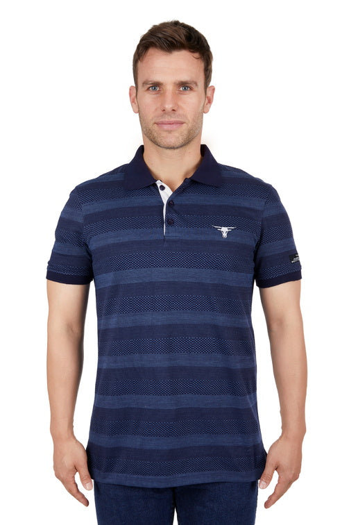 PURE WESTERN MENS CHAD SS POLO SHIRT (INDIGO)