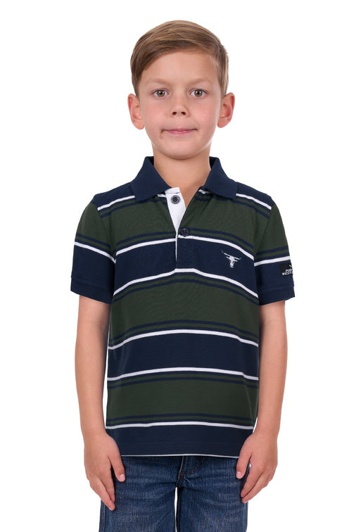 PURE WESTERN BOYS CARL POLO SHIRT (NAVY/GREEN)