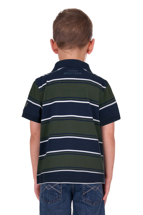 PURE WESTERN BOYS CARL POLO SHIRT (NAVY/GREEN)