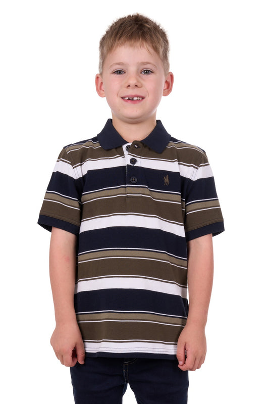 THOMAS COOK BOYS MATTEO S/S POLO (NAVY/TAN)