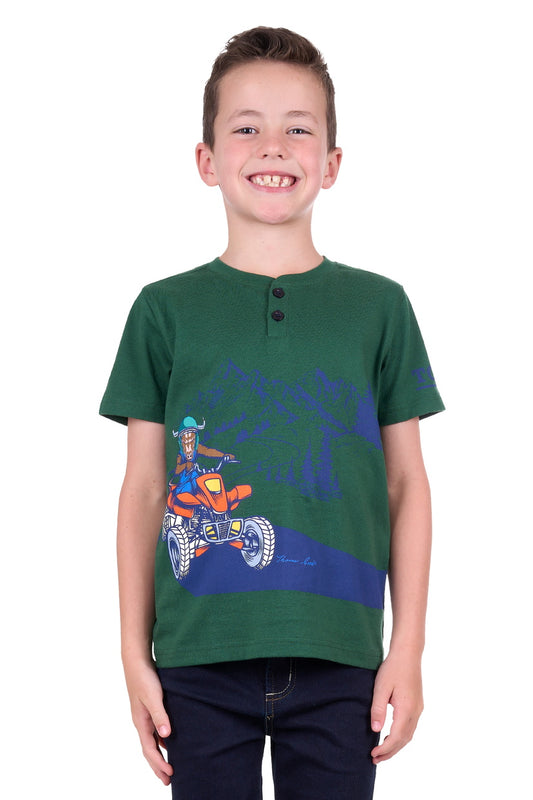 THOMAS COOK BOYS DEVON HENLEY S/S TEE (GREEN)