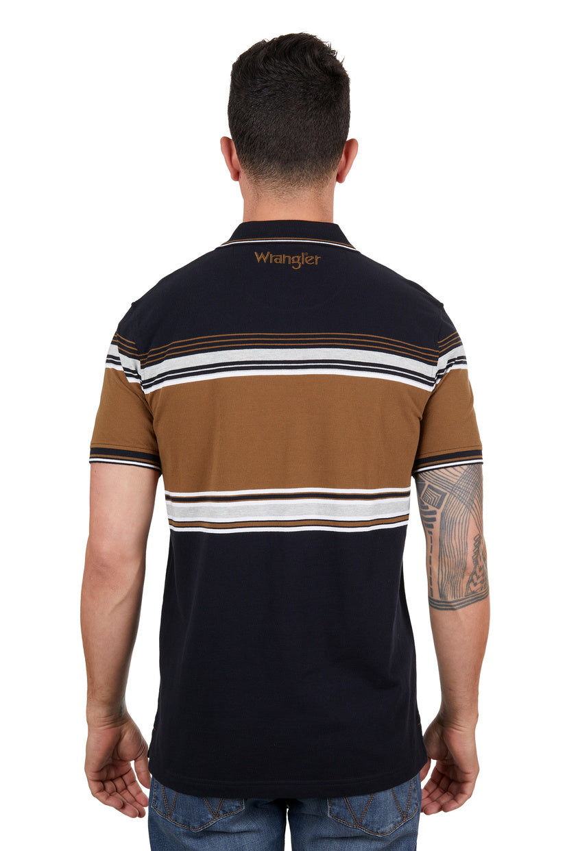 WRANGLER MENS KANE S/S POLO (BLACK/TAN)