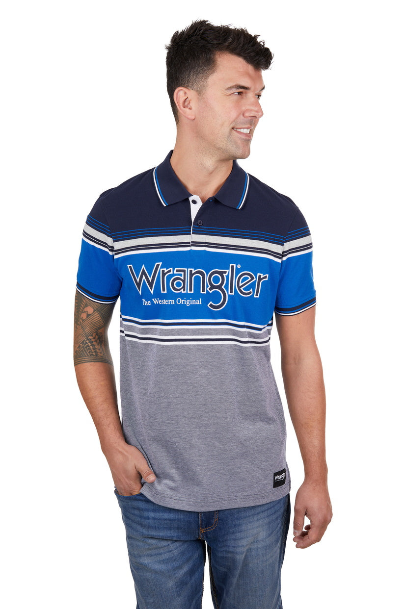 WRANGLER MENS JOEL S/S POLO (NAVY/ROYAL)