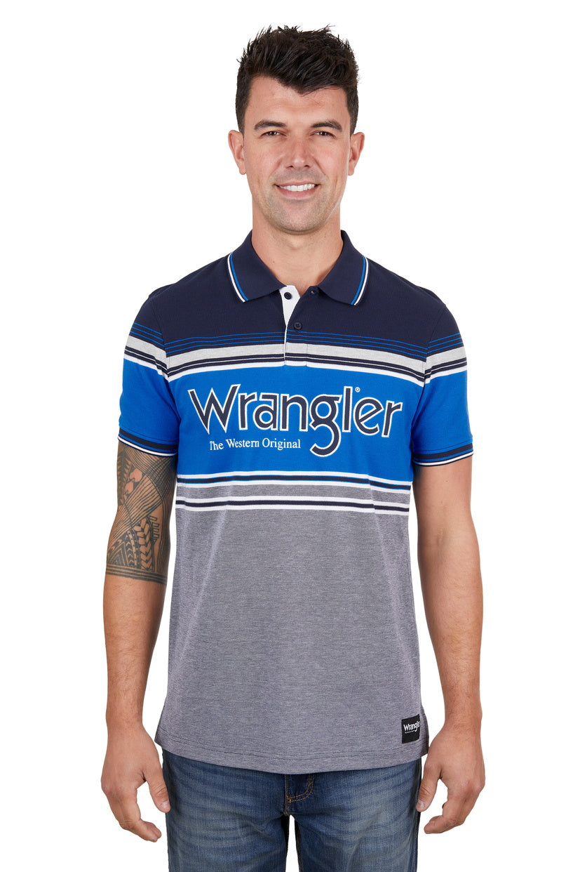 WRANGLER MENS JOEL S/S POLO (NAVY/ROYAL)