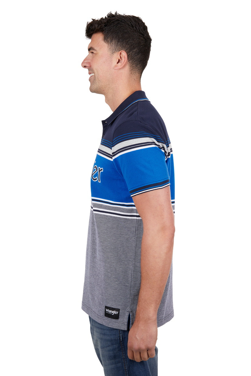 WRANGLER MENS JOEL S/S POLO (NAVY/ROYAL)