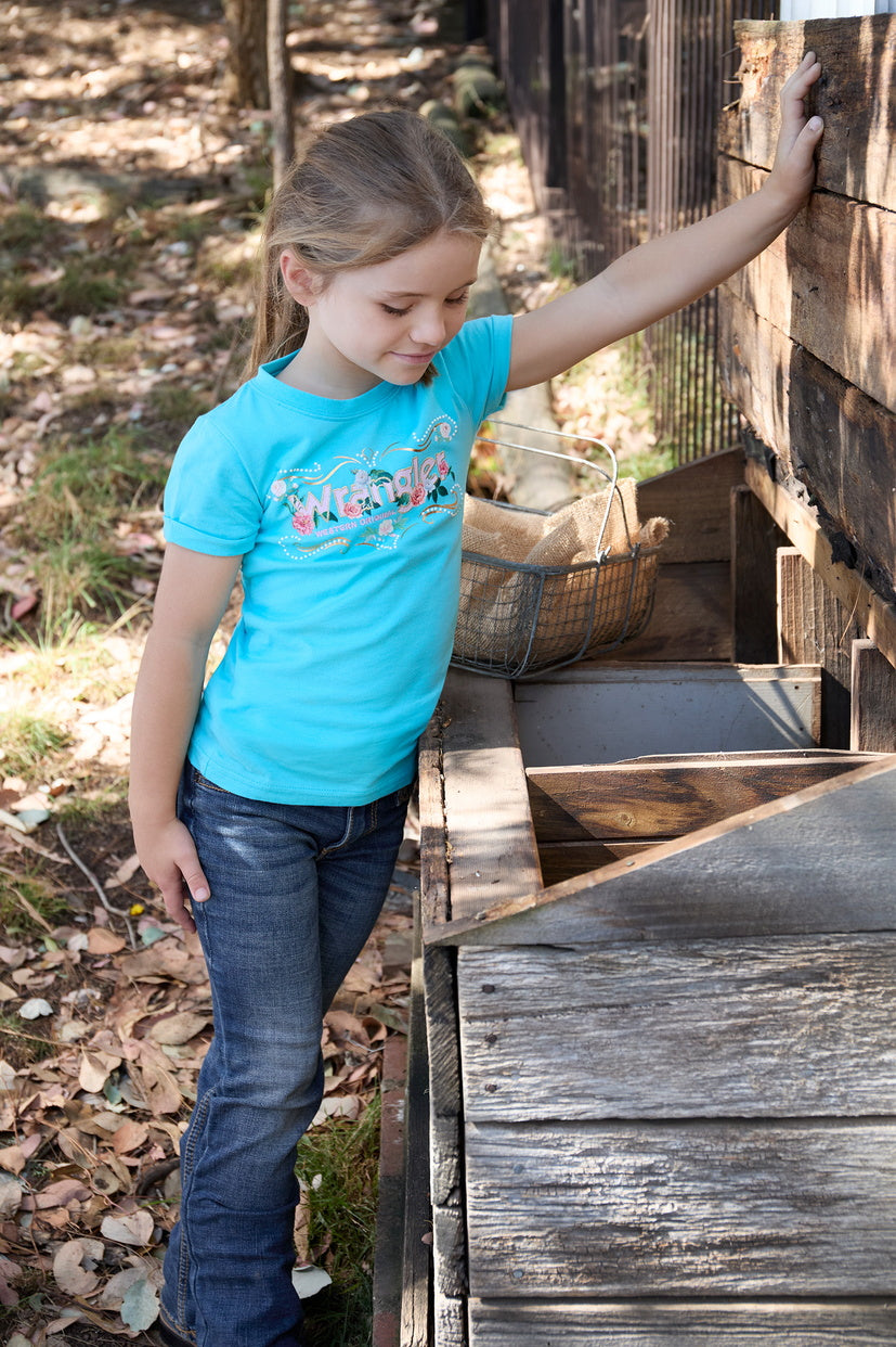 WRANGLER GIRLS PIPPA S/S TEE (AQUA)