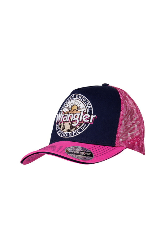 WRANGLER ELSA HP PONYTAIL TRUCKER CAP (NAVY/PINK)