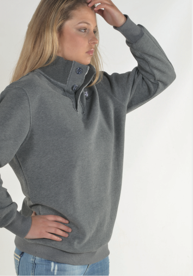 Bullrush Ladies 3 Button Sweat_Grey