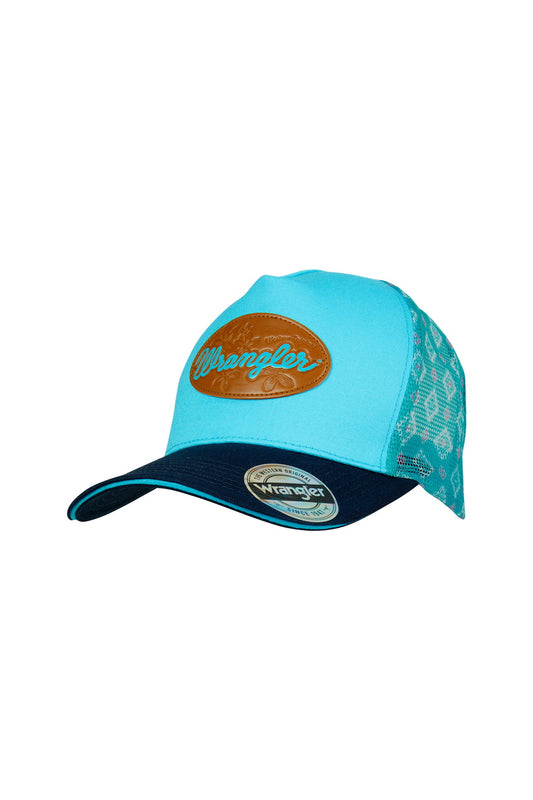 WRANGLER WOMENS MISHA HP PONYTAIL TRUCKER CAP (AQUA/NAVY)