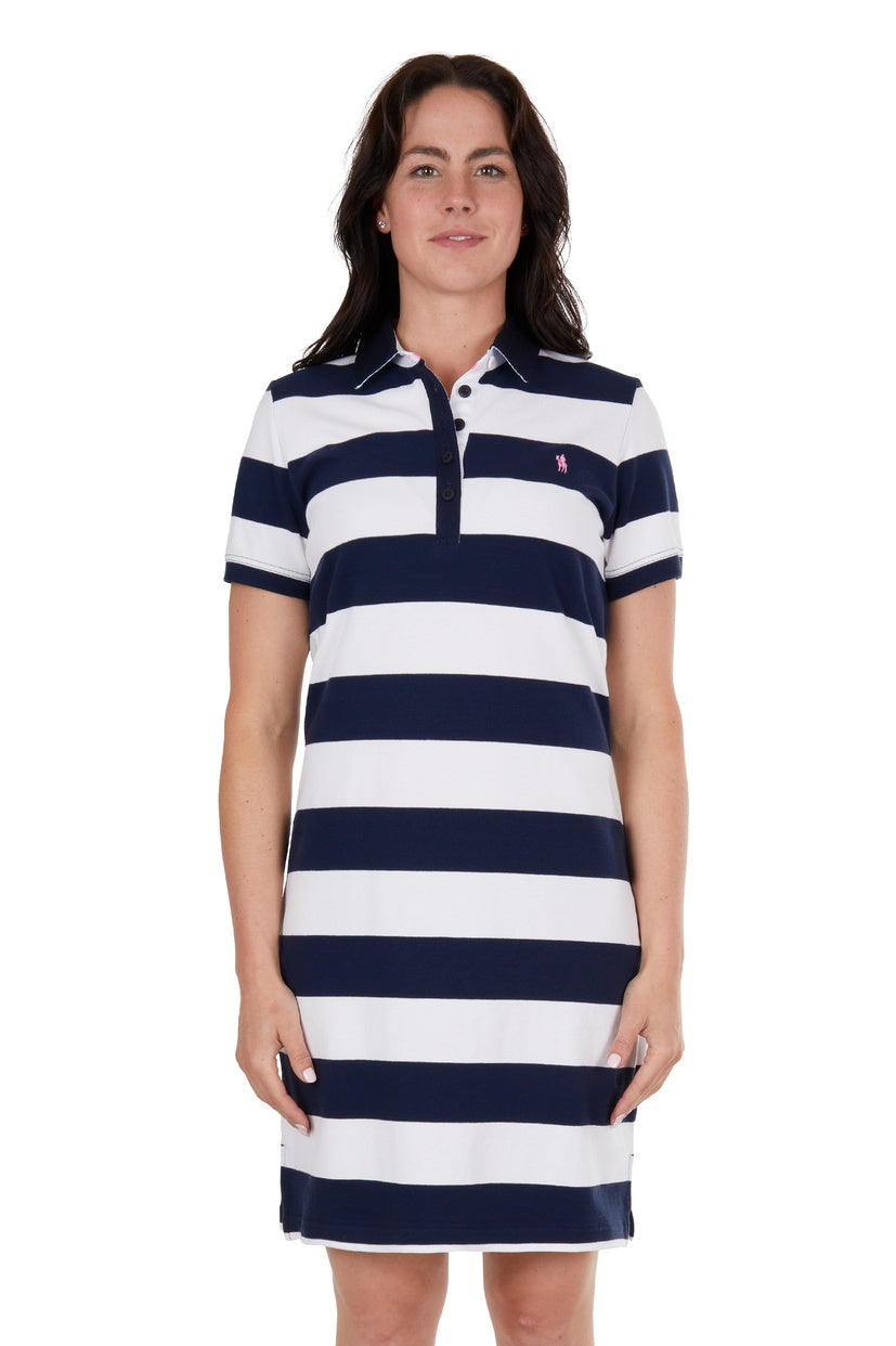 THOMAS COOK WOMENS BETH S/S POLO DRESS (NAVY/WHITE)