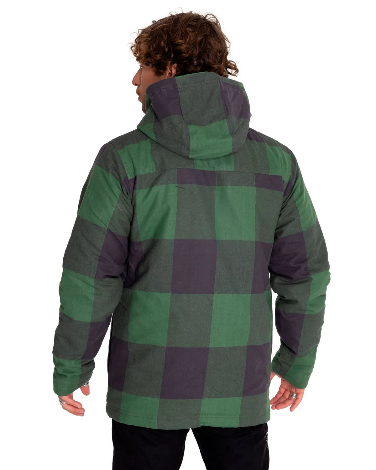 CAT MEN'S FLANNEL SNAP FRONT LIGHTWEIGHT INSULATED HOODED JACKET