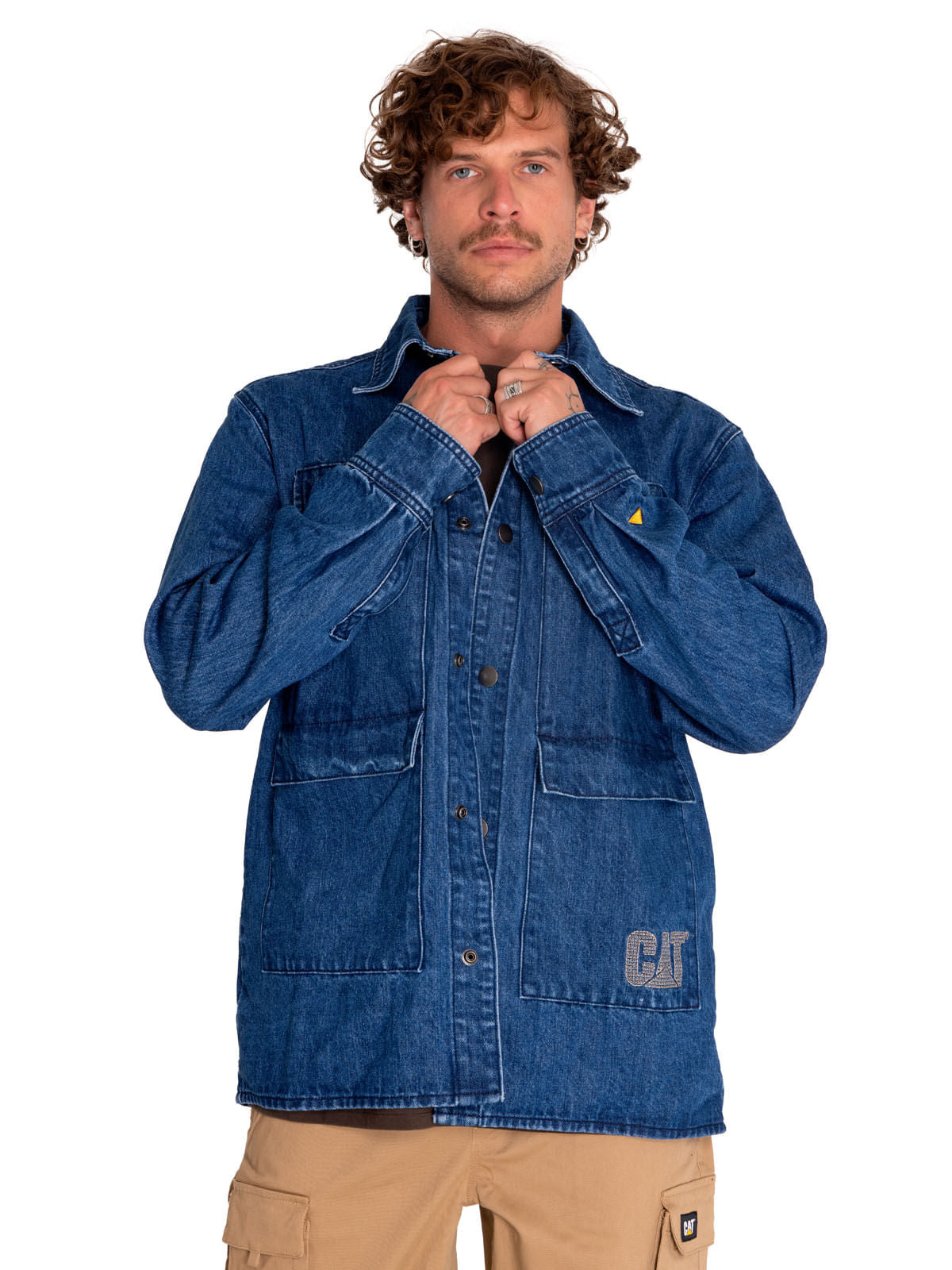 CAT MEN'S RIGID DENIM HEAVY OVERSHIRT (STANDARD STONE WASH)