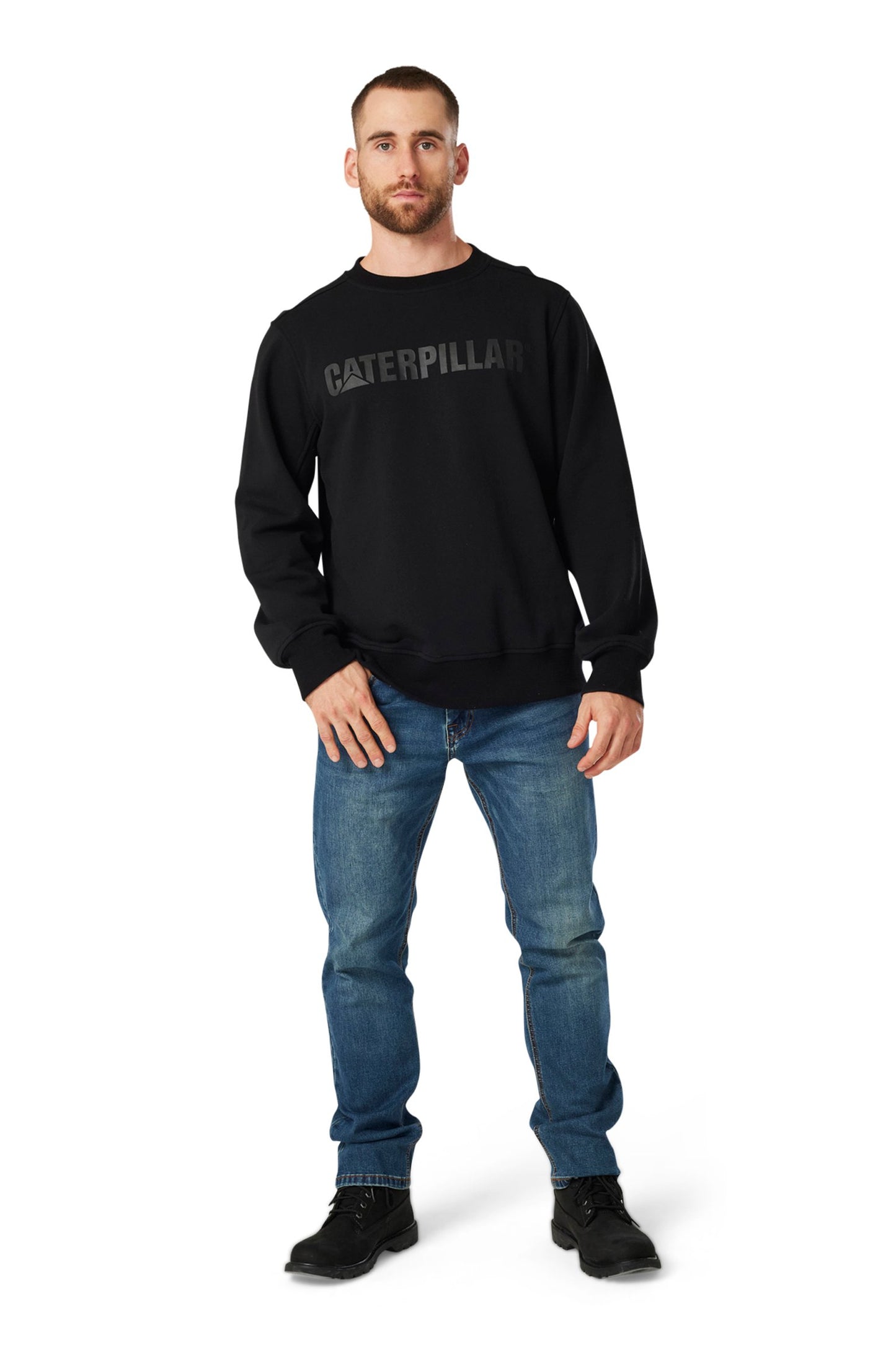 CATERPILLAR MEN'S CREWNECK SWEATSHIRT (PITCH BLACK / BLACK)