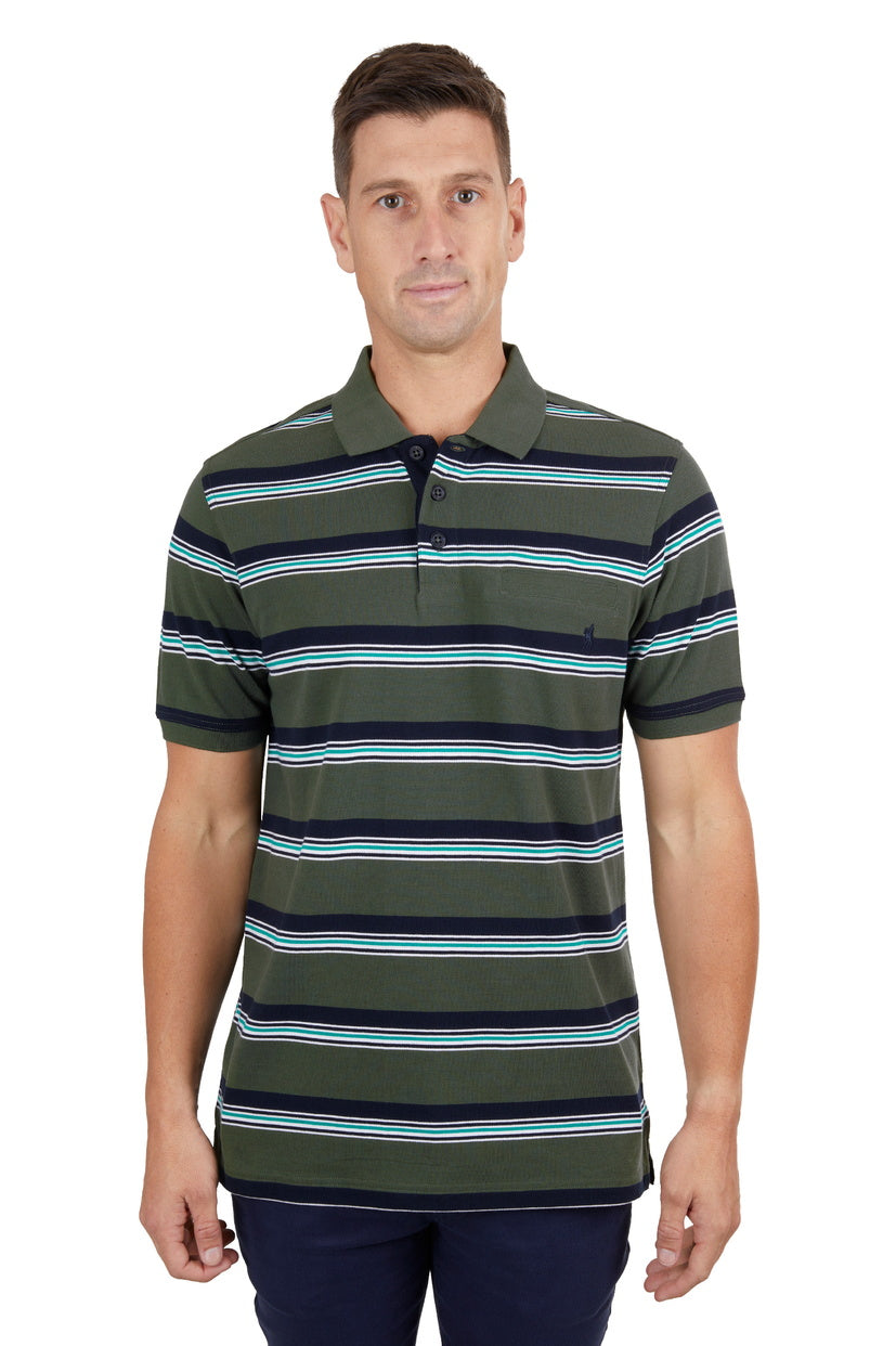 THOMAS COOK MENS AXEL S/S POLO (DARK GREEN/NAVY)