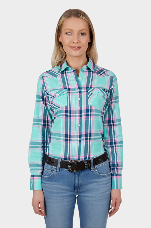 WRANGLER WOMENS PIPPA LONG SLEEVE SHIRT (GREEN)