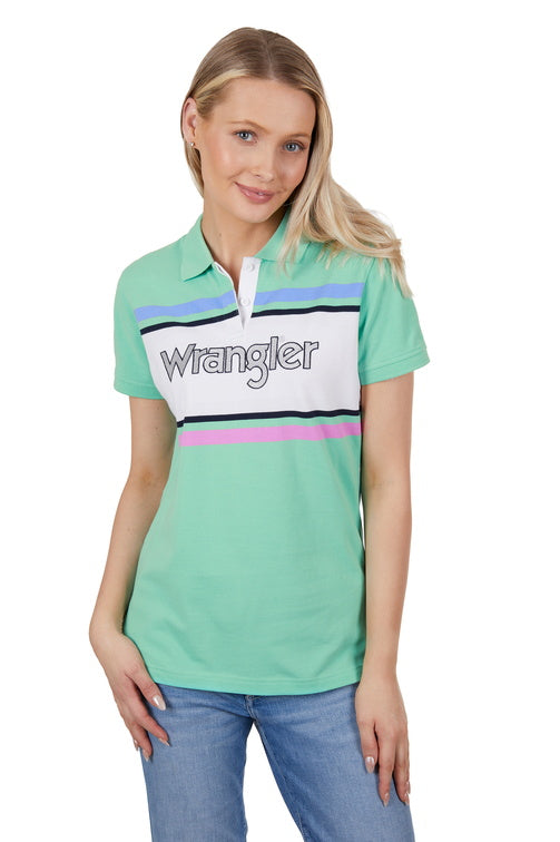 WRANGLER WOMENS JESS S/S POLO (GREEN)