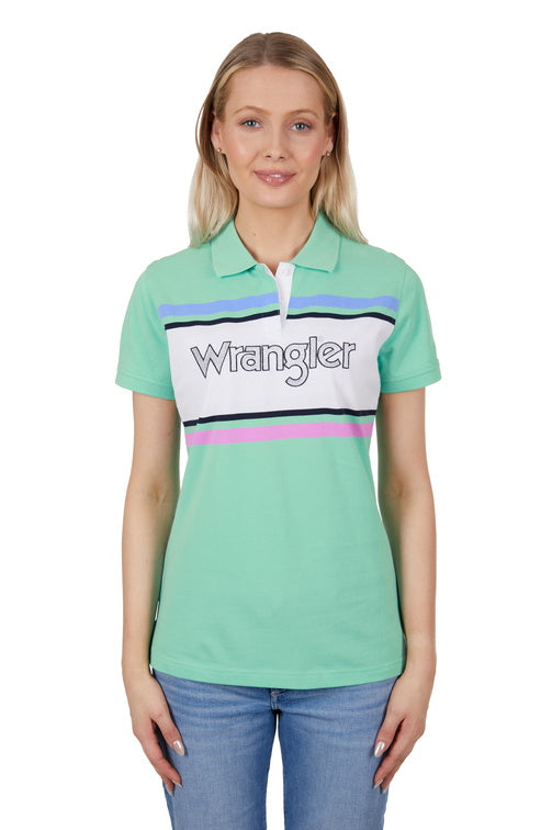 WRANGLER WOMENS JESS S/S POLO (GREEN)