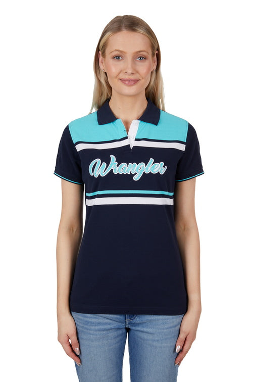 WRANGLER WOMENS LUCY S/S POLO (AQUA)