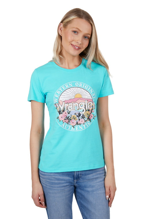 WRANGLER WOMENS SARA S/S TEE (AQUA)