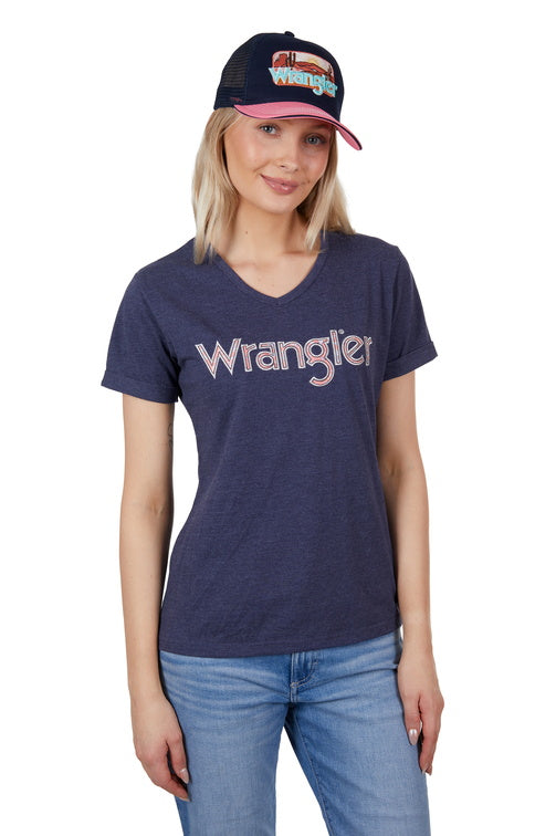 WRANGLER WOMENS BIANCA S/S TEE (NAVY MARLE)