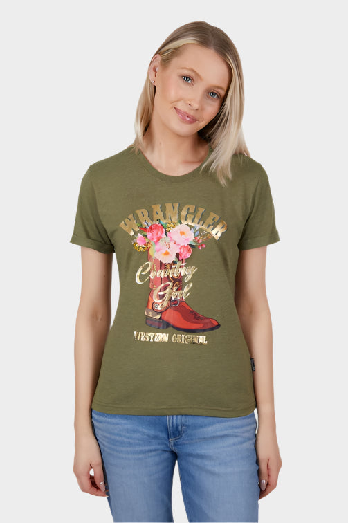 WRANGLER WOMENS MACY S/S TEE (KHAKI MARLE)