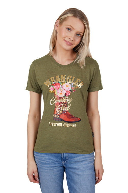 WRANGLER WOMENS MACY S/S TEE (KHAKI MARLE)